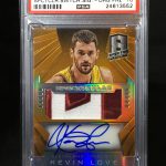 2014-15 Spectra Spectacular Swatches Orange Kevin Love PSA 10 GEM MINT Cavs Patch Autograph